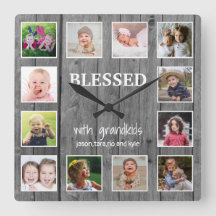 Gray Wood 12 Foto Collage Blessed Grandouders