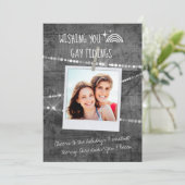 Gray Wood Cute Gay Tidings LGBT Photo Holiday Kaar (Staand voorkant)