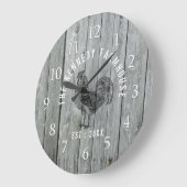 Gray Wood Familienaam Farmhouse Rooster Grote Klok (Hoek)