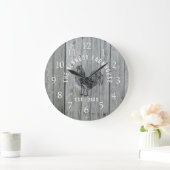 Gray Wood Familienaam Farmhouse Rooster Grote Klok (Huis)