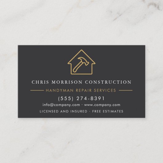 Gray Wood Grain Handyman Visitekaartje (Voorkant)
