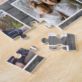Gray Wood Horizontal 11 Familie Foto Collage Legpuzzel (Zijkant)