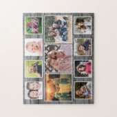 Gray Wood Horizontal 11 Familie Foto Collage Legpuzzel (Verticaal)