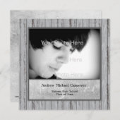 Gray Wood Kijk uit Grunge Fotokaart Uitnodiging (Voorkant / Achterkant)