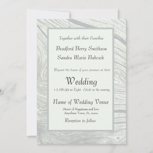 Gray wood Modern Minimalist Rustic Wedding Kaart (Voorkant)