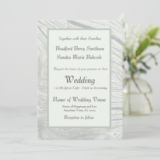 Gray wood Modern Minimalist Rustic Wedding Kaart (Staand voorkant)