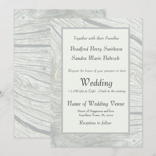 Gray wood Modern Minimalist Rustic Wedding Kaart (Voorkant / Achterkant)