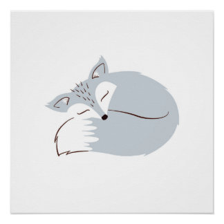 Gray Woodland Fox Poster
