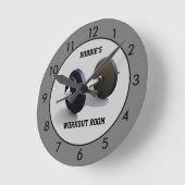 Gray Workout Room Fitness Personalized Ronde Klok (Hoek)