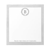 Gray Wreath Monogram Notitieblok (Voorkant)