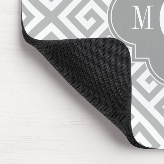 Gray Wt Med Greek Key Diag T Dk Gray Name Monogram Muismat (Hoek)