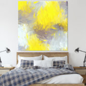 Gray Yellow Abstract Brushstrokes Canvas Afdruk (Insitu (Slaapkamer))