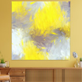 Gray Yellow Abstract Brushstrokes Canvas Afdruk (Insitu (Woonkamer))