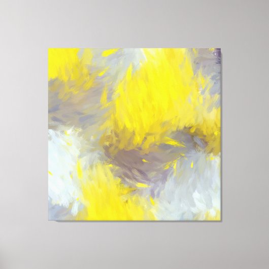 Gray Yellow Abstract Brushstrokes Canvas Afdruk (Voorkant)