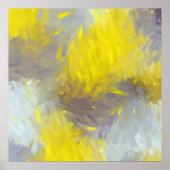 Gray Yellow Abstract Brushstrokes Poster (Voorkant)