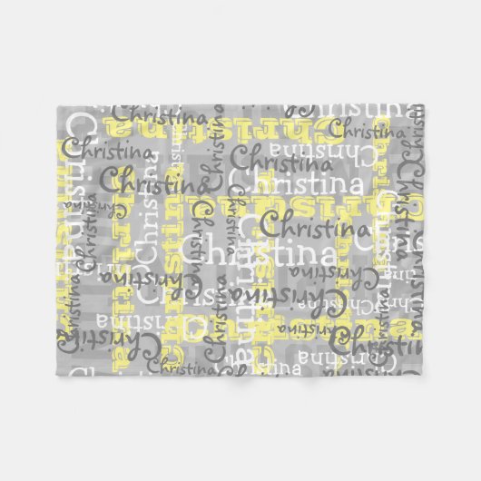 Gray Yellow Baby Allover Name Collage Persoonlijk Fleece Deken (Voorkant (Horizontaal))