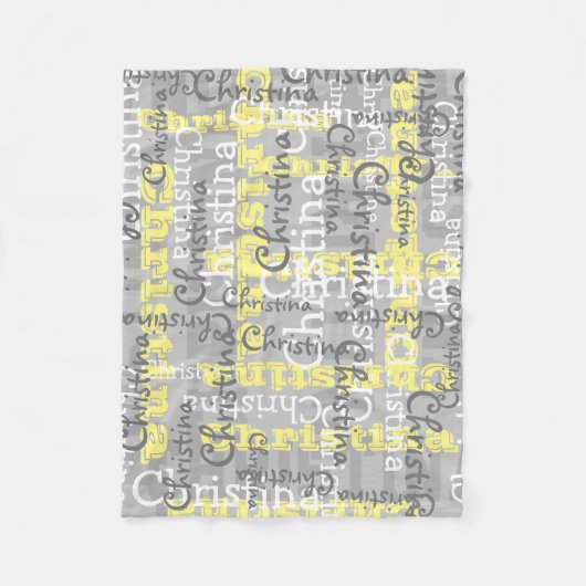 Gray Yellow Baby Allover Name Collage Persoonlijk Fleece Deken (Voorkant)