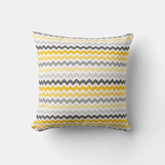 Gray Yellow Chevron Decoratief Pillow Kussen (Voorkant)