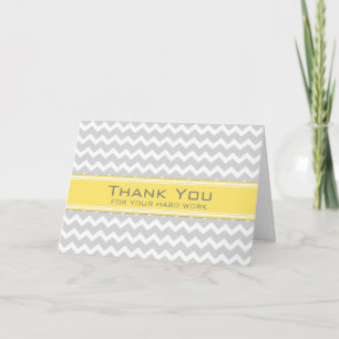 Gray Yellow Chevron Employee Jubileum Card Bedankkaart