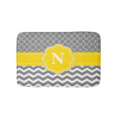 Gray Yellow Chevron Monogram Bathmat Badmat (Voorkant)