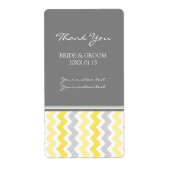 Gray Yellow Chevron Wedding Labels (Voorkant)