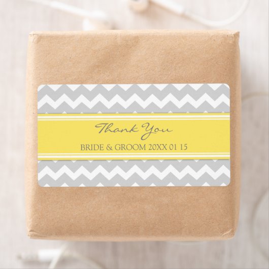 Gray Yellow Chevron Wedding Labels (Insitu)
