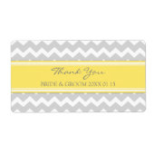 Gray Yellow Chevron Wedding Labels (Voorkant)