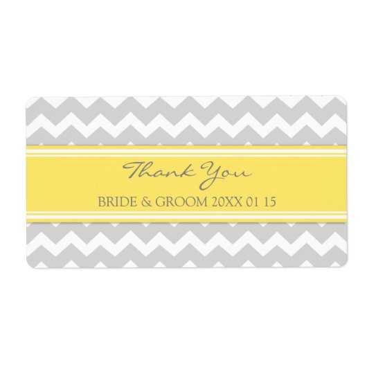 Gray Yellow Chevron Wedding Labels (Voorkant)