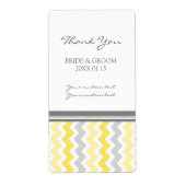 Gray Yellow Chevron Wedding Labels (Voorkant)
