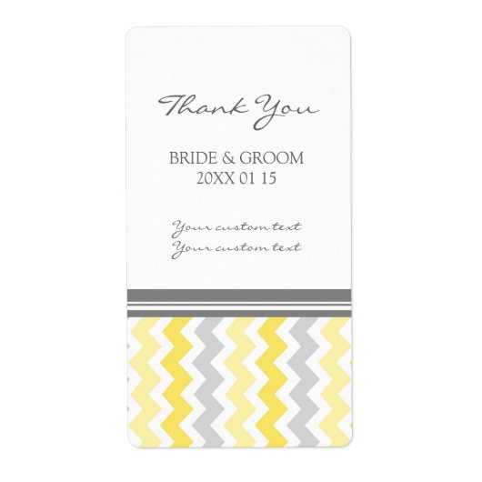 Gray Yellow Chevron Wedding Labels (Voorkant)