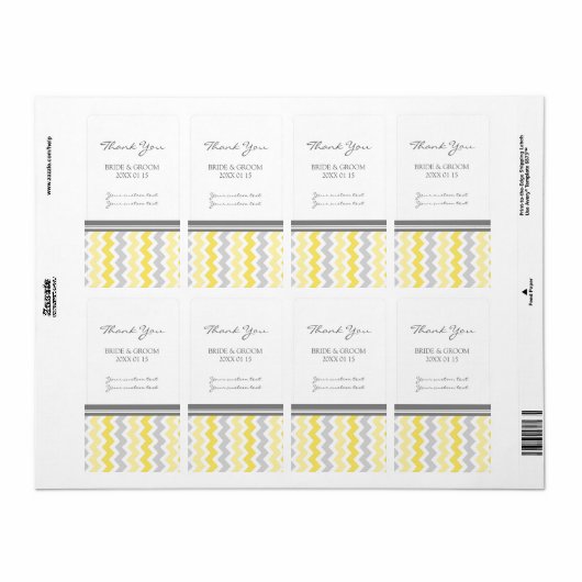 Gray Yellow Chevron Wedding Labels (Full Sheet)