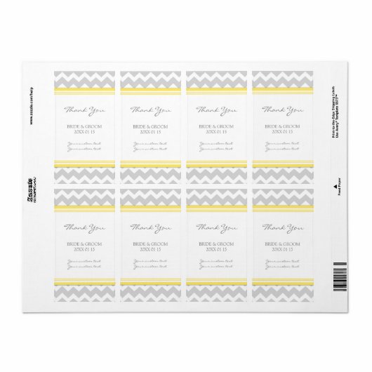 Gray Yellow Chevron Wedding Labels (Full Sheet)