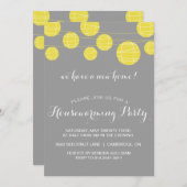 GRAY YELLOW LANTERNS HOUSEWARMING Party INVITATION Kaart (Voorkant / Achterkant)