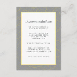 Gray & Yellow Modern Accommodding Wedding Detail Informatiekaartje
