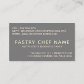 Gray Yellow Pink Pastry Watercolor leaf spoon Visitekaartje (Achterkant)