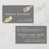 Gray Yellow Pink Pastry Watercolor leaf spoon Visitekaartje (Voorkant / Achterkant)