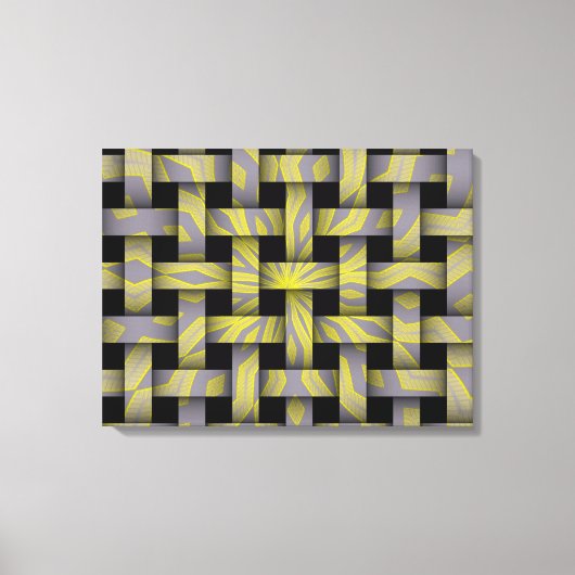 Gray Yellow Star Graphic Weave Pattern Canvas (Voorkant)