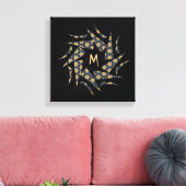 Gray Yellow Star Triangle Patroonmonogram Canvas Afdruk (Insitu (Woonkamer))