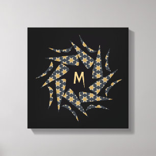 Gray Yellow Star Triangle Patroonmonogram Canvas Afdruk
