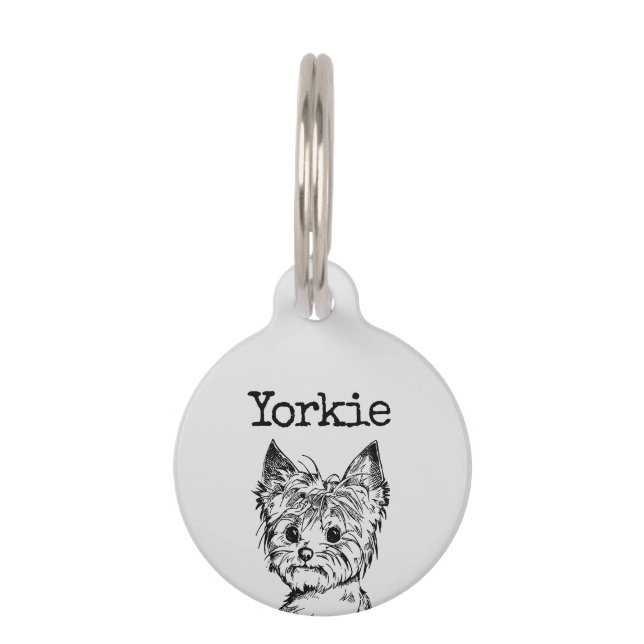 Gray Yorkshire shier Yorkie Huisdierpenning (Voorkant)
