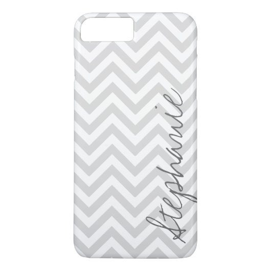 Gray Zigzag Chevron Pattern met naam Case-Mate iPhone Case (Achterkant)