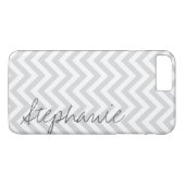 Gray Zigzag Chevron Pattern met naam Case-Mate iPhone Case (Achterkant (Horizontaal))