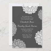 Gray Zinnia Flower Wedding Invitation Kaart (Voorkant)