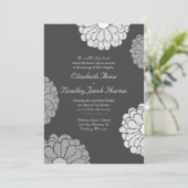 Gray Zinnia Flower Wedding Invitation Kaart (Staand voorkant)