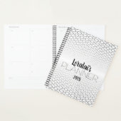 Gray, zwart en wit cirkelpatroon planner (Display)
