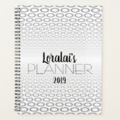 Gray, zwart en wit cirkelpatroon planner (Voorkant)