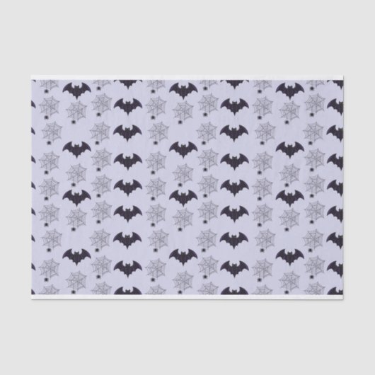 GRAY & ZWARTE HALLOWEEN BATS & SPIDER WEBS TISSUEPAPIER (Voorkant)