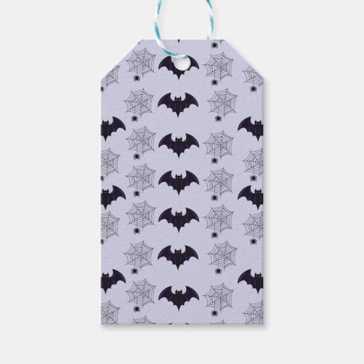 GRAY & ZWARTE HALLOWEEN SPIDER WEBS BATS CADEAULABEL (Voorkant)
