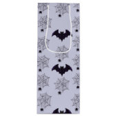 GRAY & ZWARTE HALLOWEEN SPIDER WEBS BATS WIJN CADEAUTAS (Voorkant)