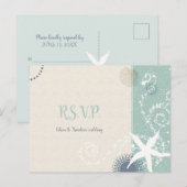 Grayed Jade Beach Wedding Meal Choice RSVP Uitnodiging Briefkaart (Voorkant / Achterkant)